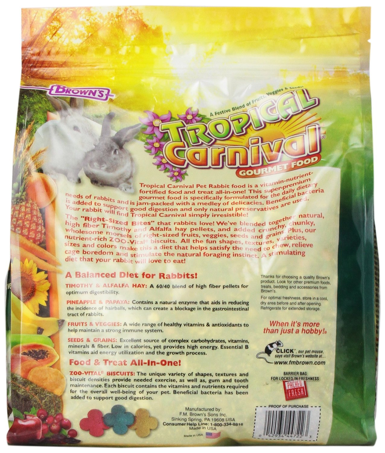 Rabbit Pet Lover: Tropical Carnival Rabbit Food, 10-Pound Package