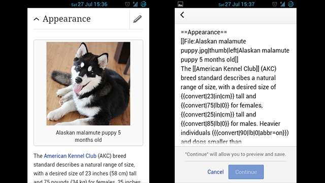 Wikipedia to let users edit Wiki entries through your smart phone or tablet through a pencil icon at the top