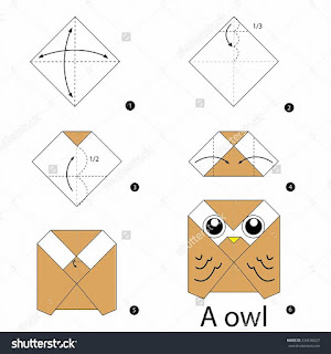 membuat burung hantu menggunakan kertas origami