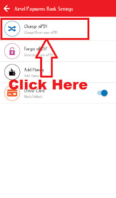 how to change mpin in my airtel app