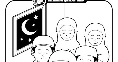 Gambar Mewarnai Anak Sholat Berjamaah Masjid Rebanas Tarawih Solat