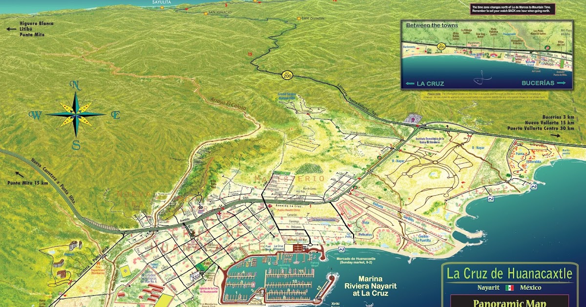 La Cruz Mexico Map Mapa Jeff Cartography: La Cruz De Huanacaxtle Map