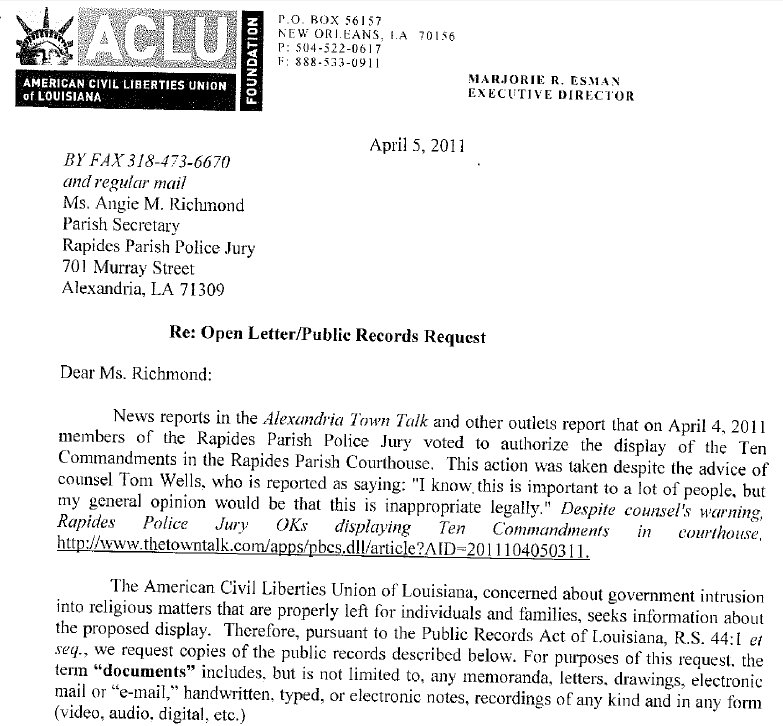 we saw that... rapides parish police jury mocks almighty god with 10