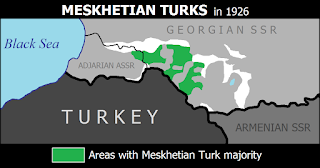 1926 yılında Ahıska Türklerinin yerleşim alanları.
