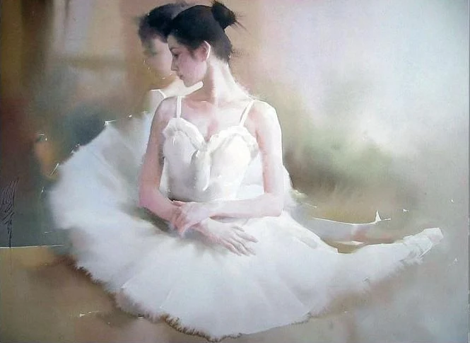 Liu Yi 1958 | Chinese Figurative Watercolour painter | The Ballet dancer