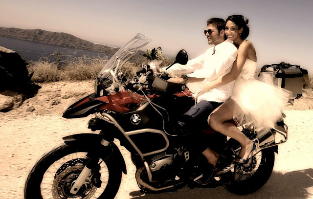 Couple on motorbike