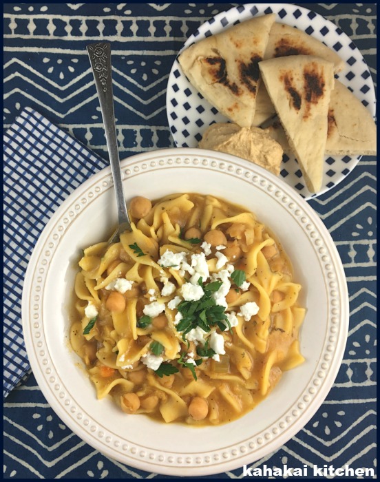 Kahakai Kitchen Lemony Chickpea & Noodle Soup with Feta, Served with