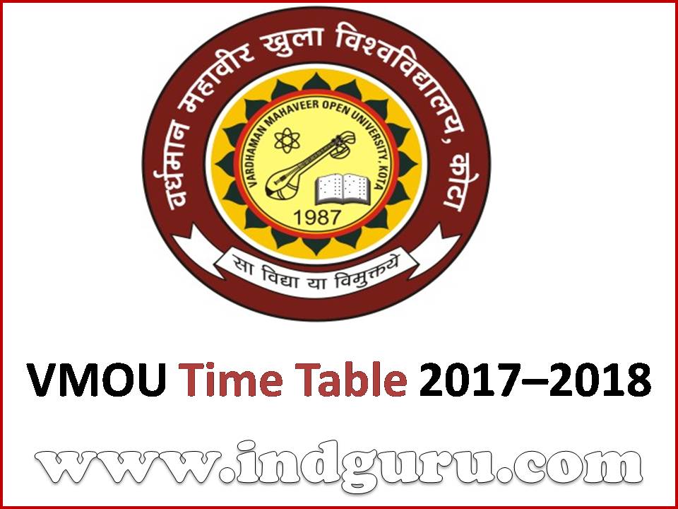 VMOU Time Table 2017–2018 VMOU Time Table
