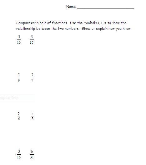 The Elementary Math Maniac: Comparing Fractions with Fourth and Fifth