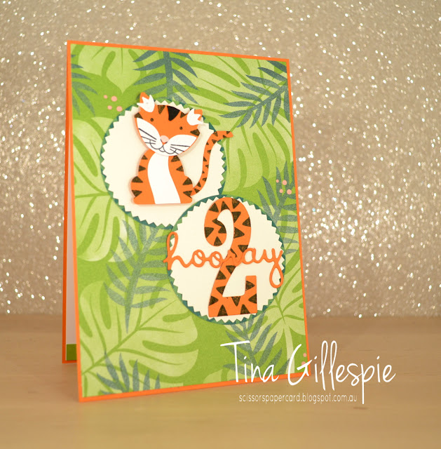 scissorspapercard, Stampin' Up!, Art With Heart, Colour Creations, Foxy Friends Bundle, Birthday Cheer, Tropical Escape DSP, Well Written Framelits, Large Numbers Framelits, Punch Art