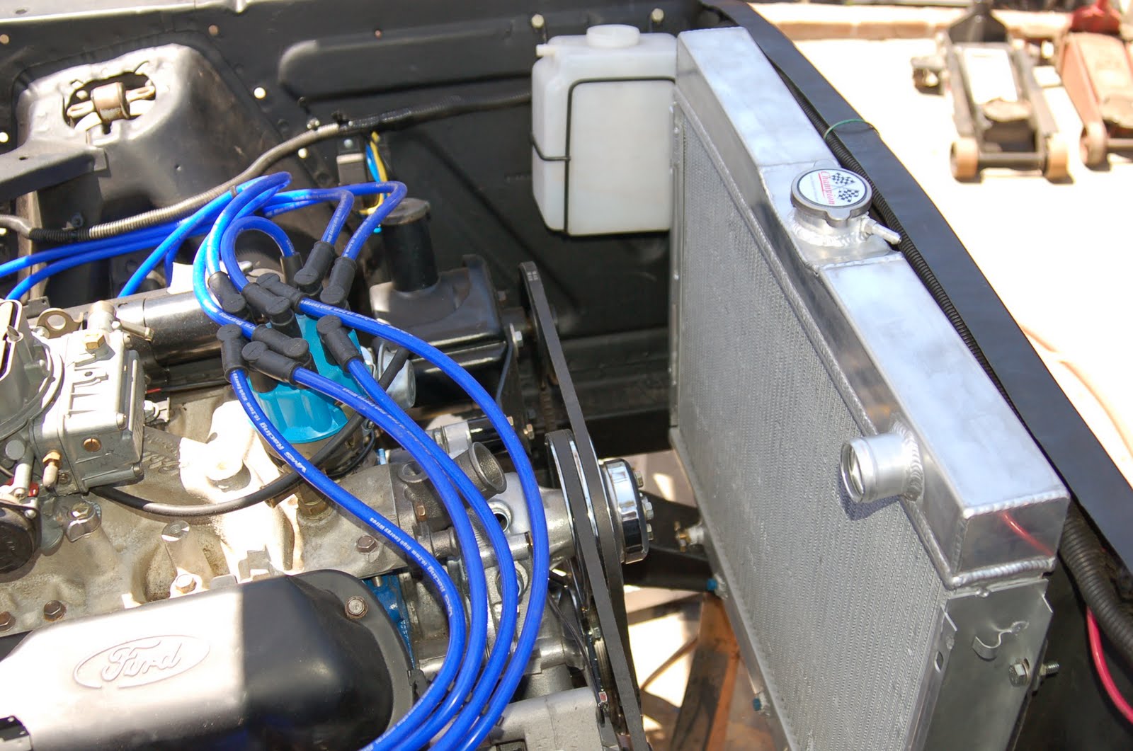 LeLu's 66 Mustang: 24" Radiator Installed
