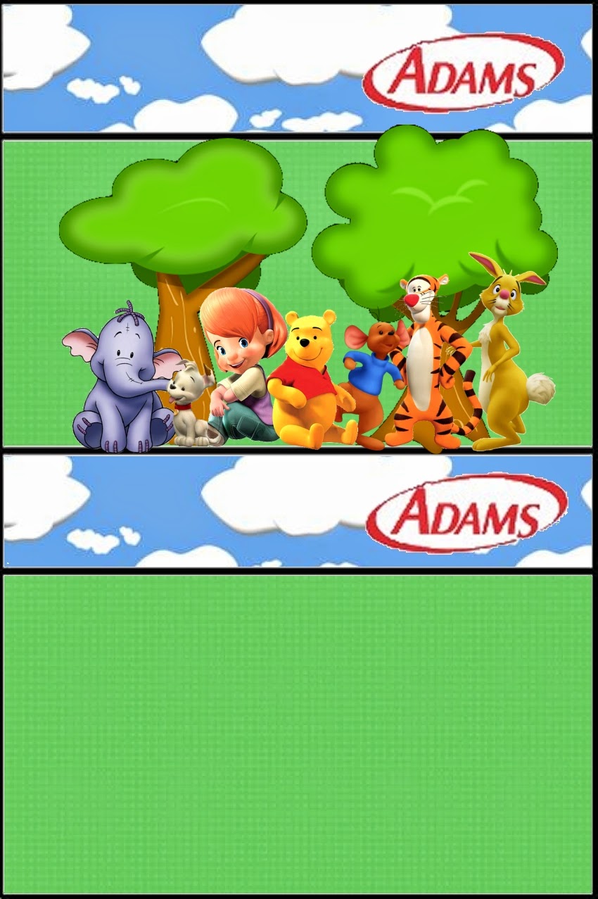 Adams gum labels of Winnie the Pooh free printable.