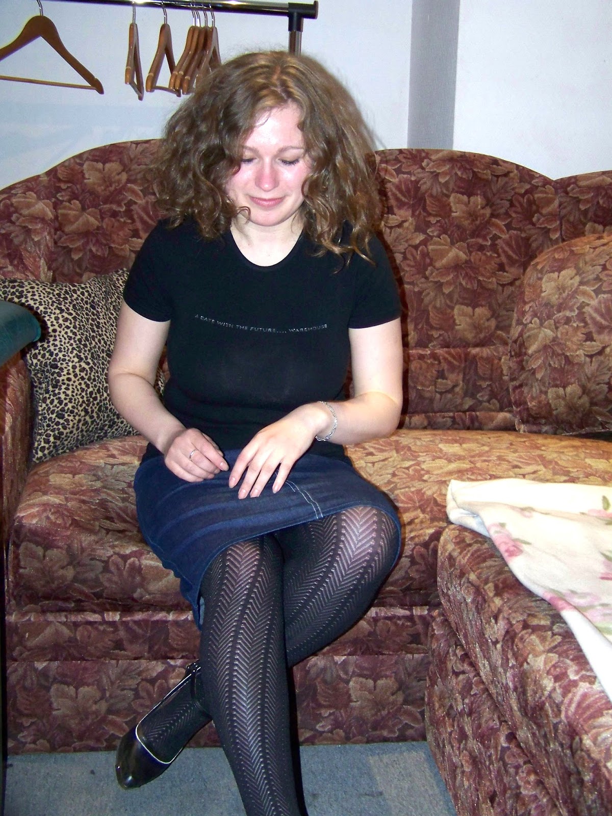 fashion tights skirt dress heels : My friend Renata in zig-zag pantyhose