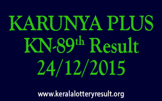 KARUNYA PLUS KN 89 Lottery Result 24-12-2015