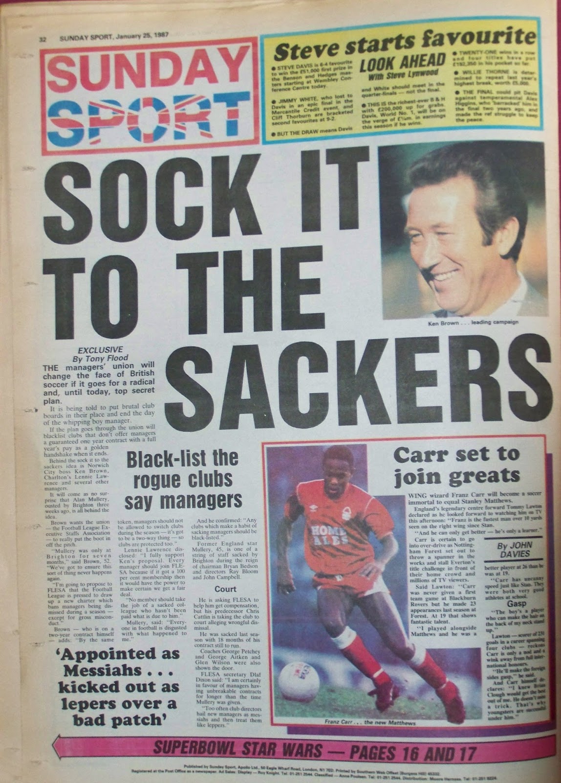 Sunday Sport newspaper 25th January 1987