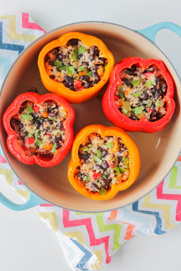 Quinoa and Black Bean Stuffed Peppers #MexicanRecipes