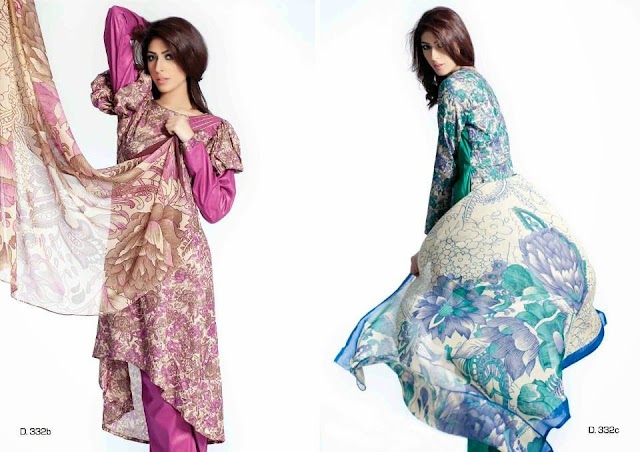 Sitara Textiles Beautiful Chiffon Lawn Summer Dresses Collection 2014 for Ladies