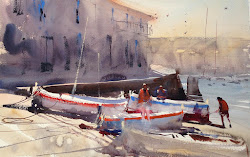alvaro castagnet watercolor watercolour cadaques impressionist painter paintings artist boats 1954 tutt