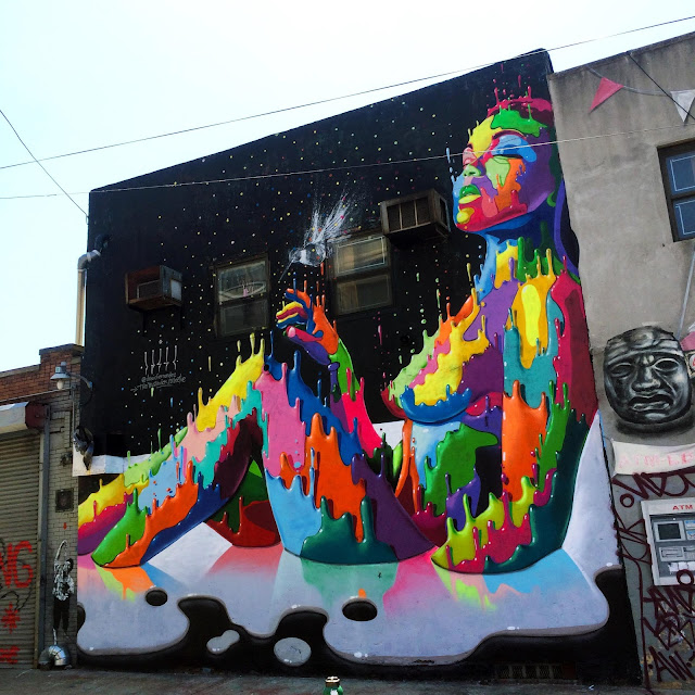 Yesterday in New York City, Dasic Fernandez was also painting for the Bushwick Collective Annual Block Party in Brooklyn.