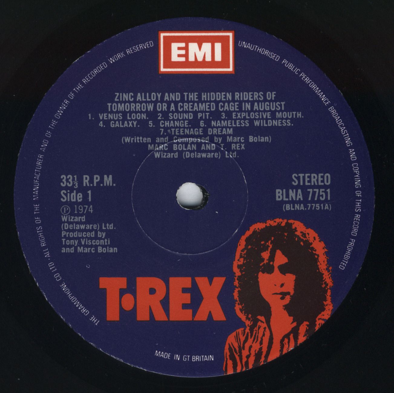 Marc Bolan & T Rex 1974 Zinc Alloy And The Hidden Riders Of Tomorrow (UK)