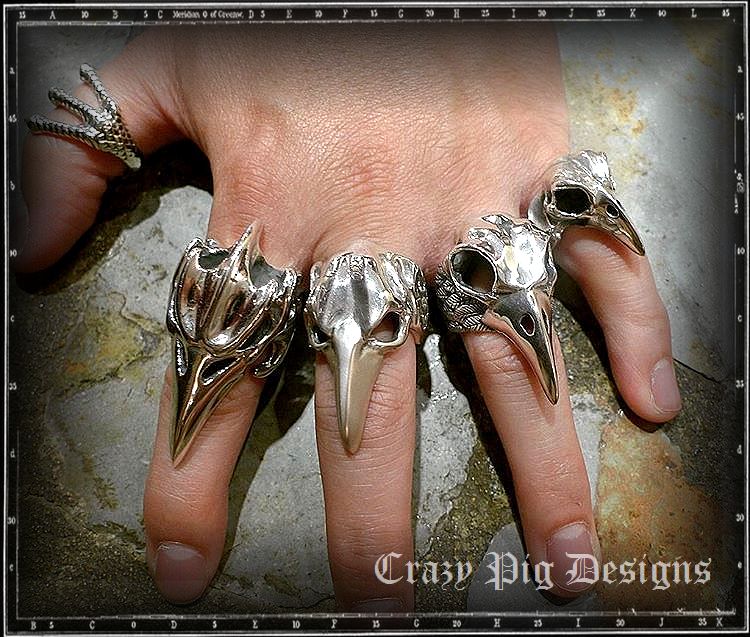 【美品】クレイジーピッグ　EVIL BIRD SKULL RING