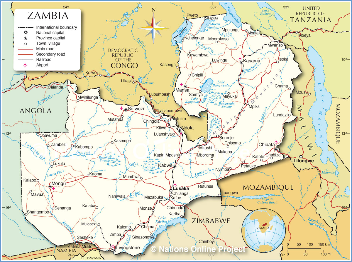 Zambia Political Map 