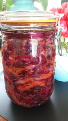 Pickles de chou rouge  et carottes fermentés ;de façon naturelle!