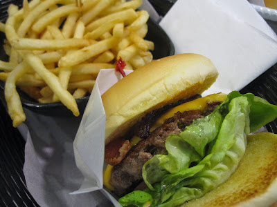 Omakase Burger, applewood smoked bacon cheeseburger beef tallow fries