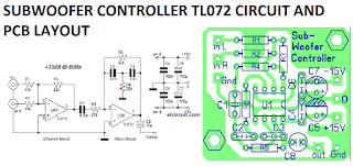 Subwoofer controller uses a single IC TL072 circuit diagram
