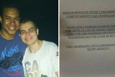 Casal gay recebe carta pedindo para que se mude de prédio no RJ