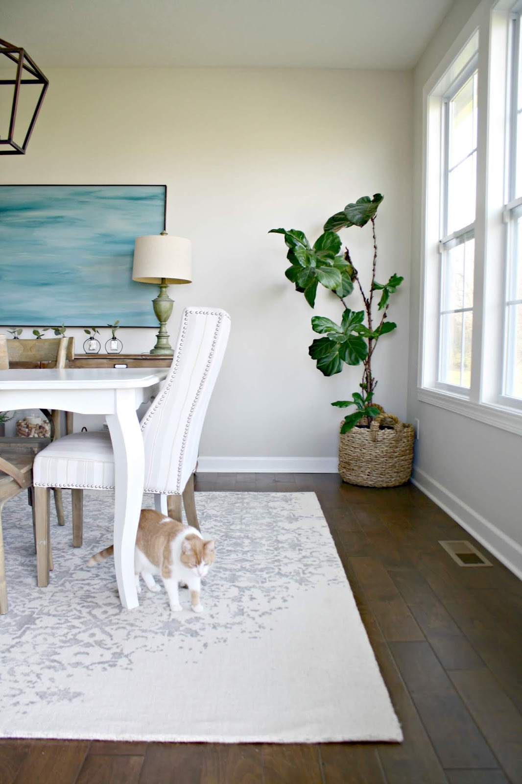 Long window seat in dining room