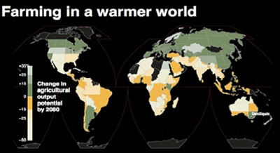 map showing changes in agriculture capacity