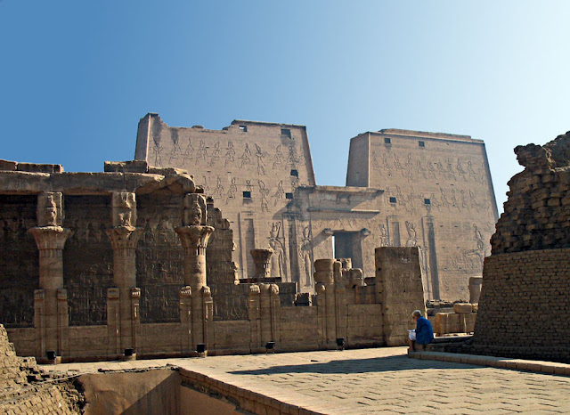 ruins of the temple of edfu in egypt