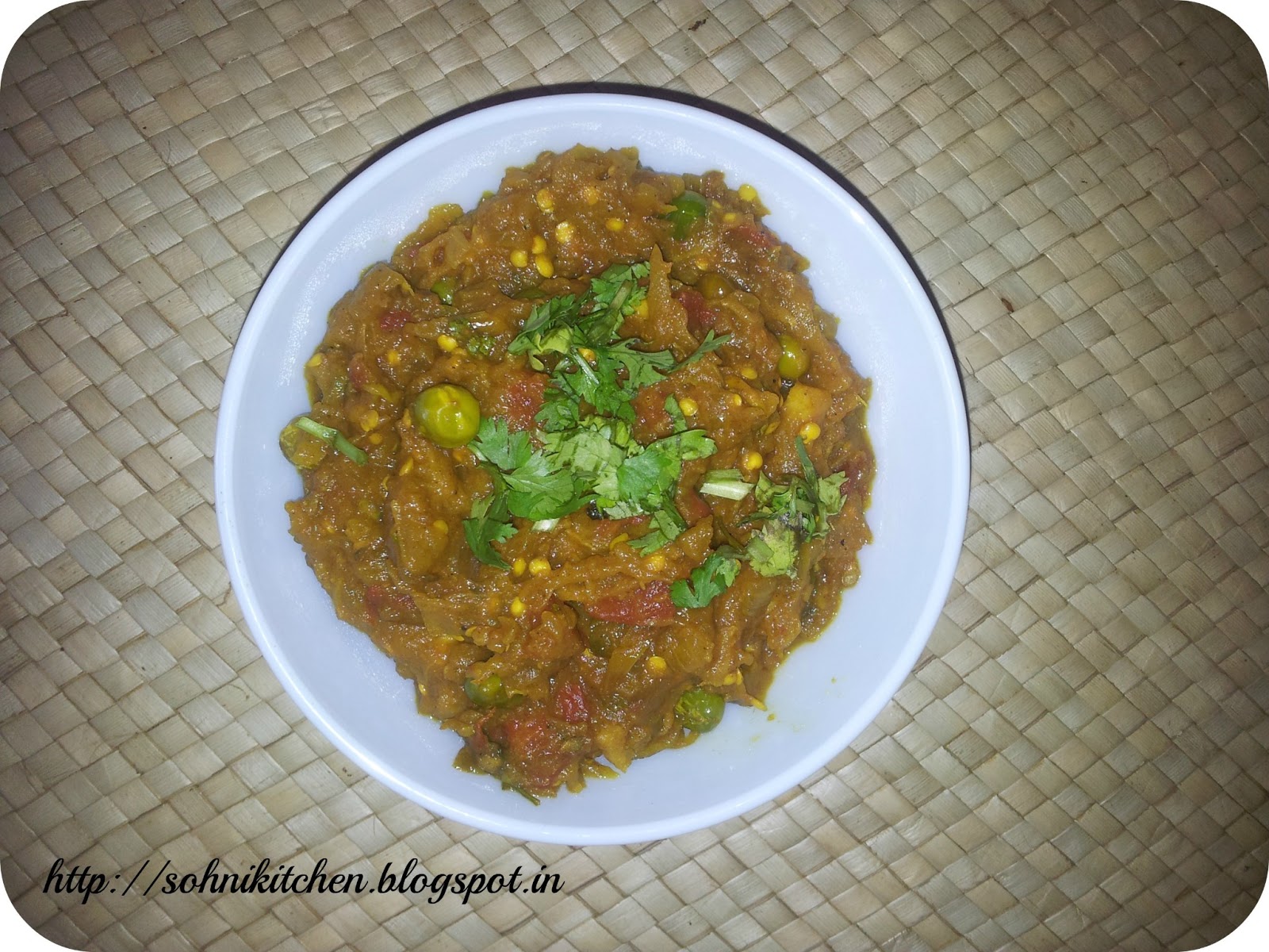 SohNi's Kitchen Baingan ka Bharta with Green Peas