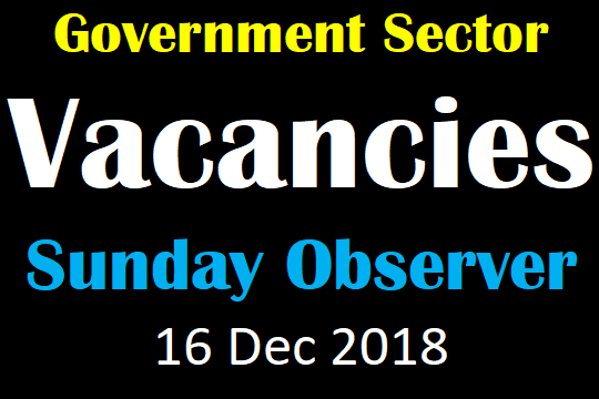 Government Sector Vacancies - Sunday Observer (Dec 16)