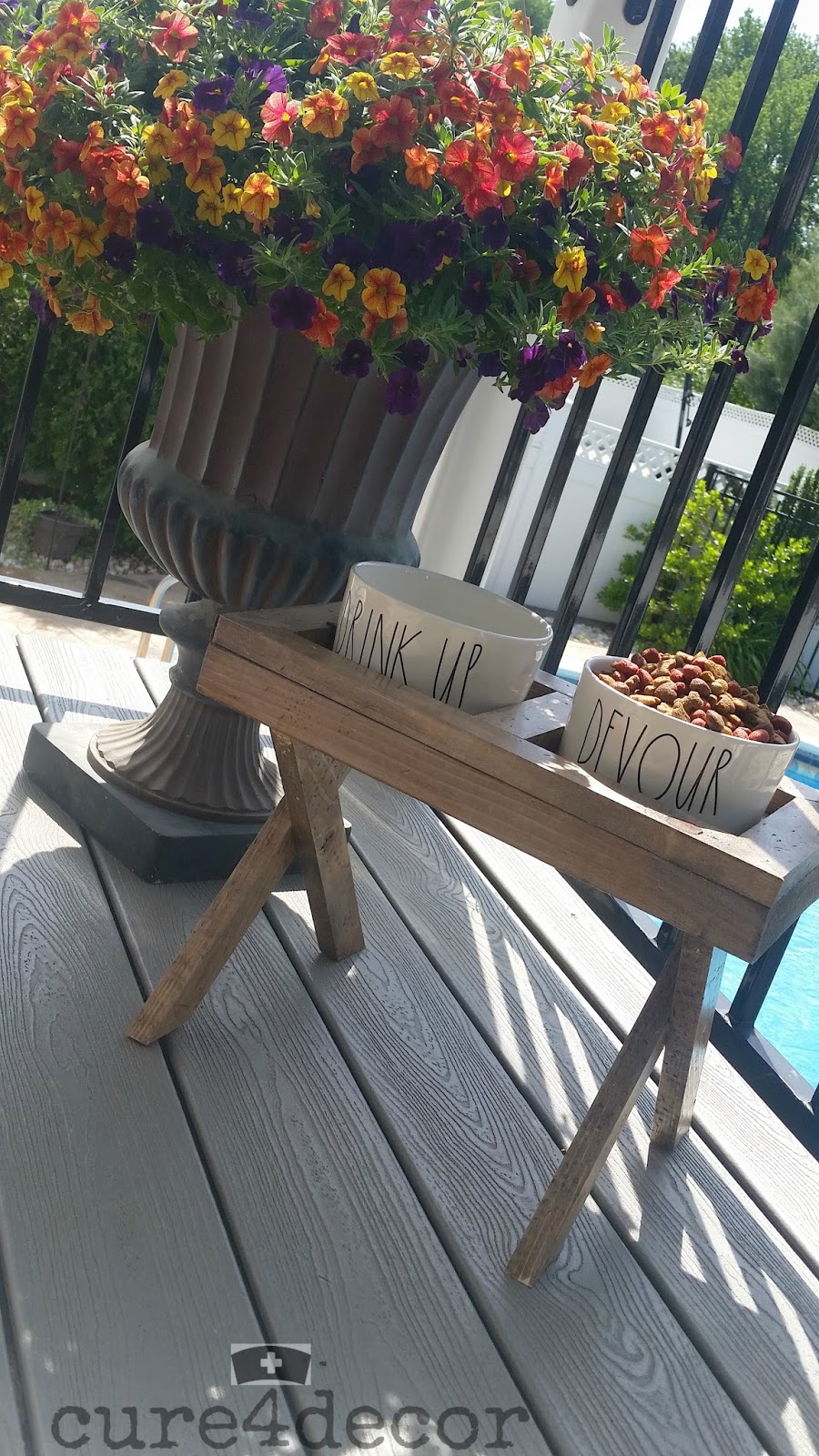 Planted and Blooming Girl DIY Rustic Pet Dish Stand