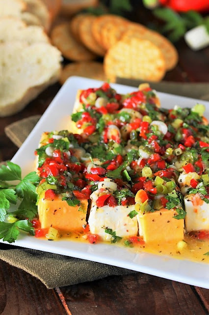 Marinated Cheese Image - this may just be the most perfect party food around.