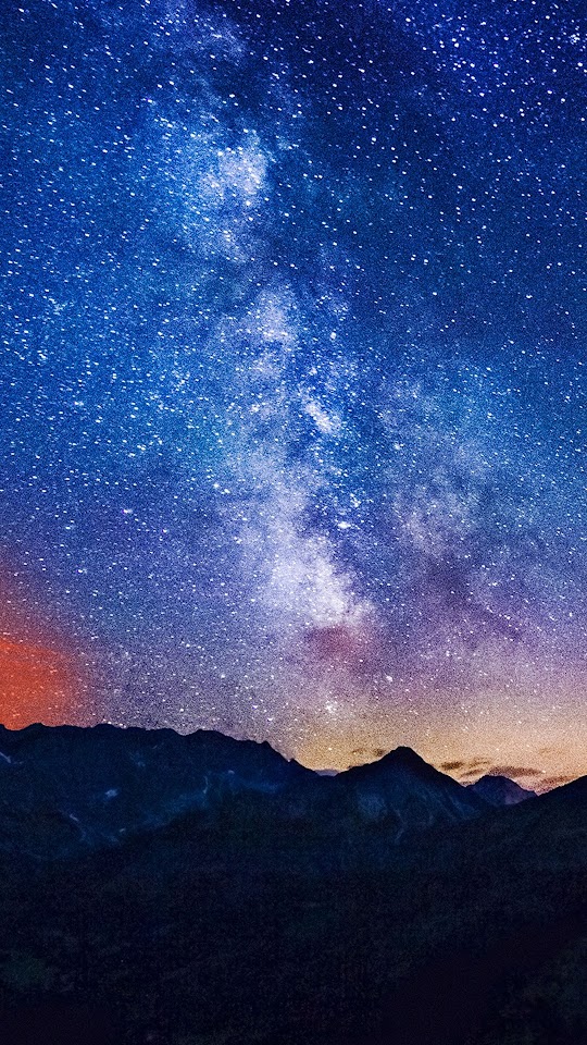 Milky Way Over Mountains Chain  Galaxy Note HD Wallpaper