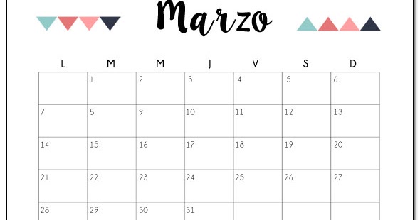 Calendario marzo 18: listo para imprimir