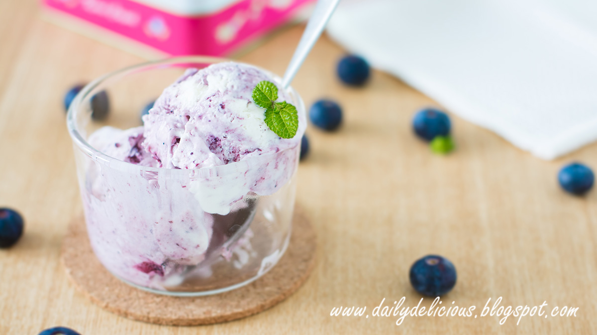 dailydelicious NO CHURN BLUEBERRY YOGURT ICE CREAM