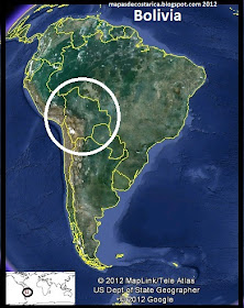 Mapa de Bolivia en Sudamérica, Google Earth