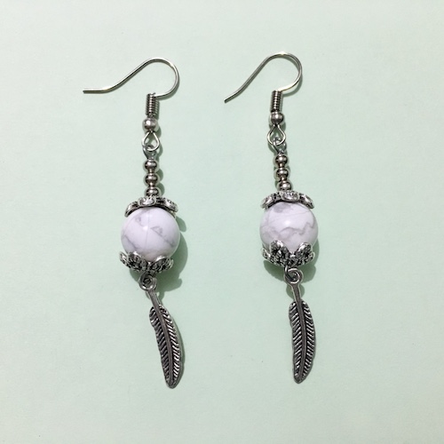 Authentic Howlite Dangle Earrings NatureOz Online Metaphysical Shop