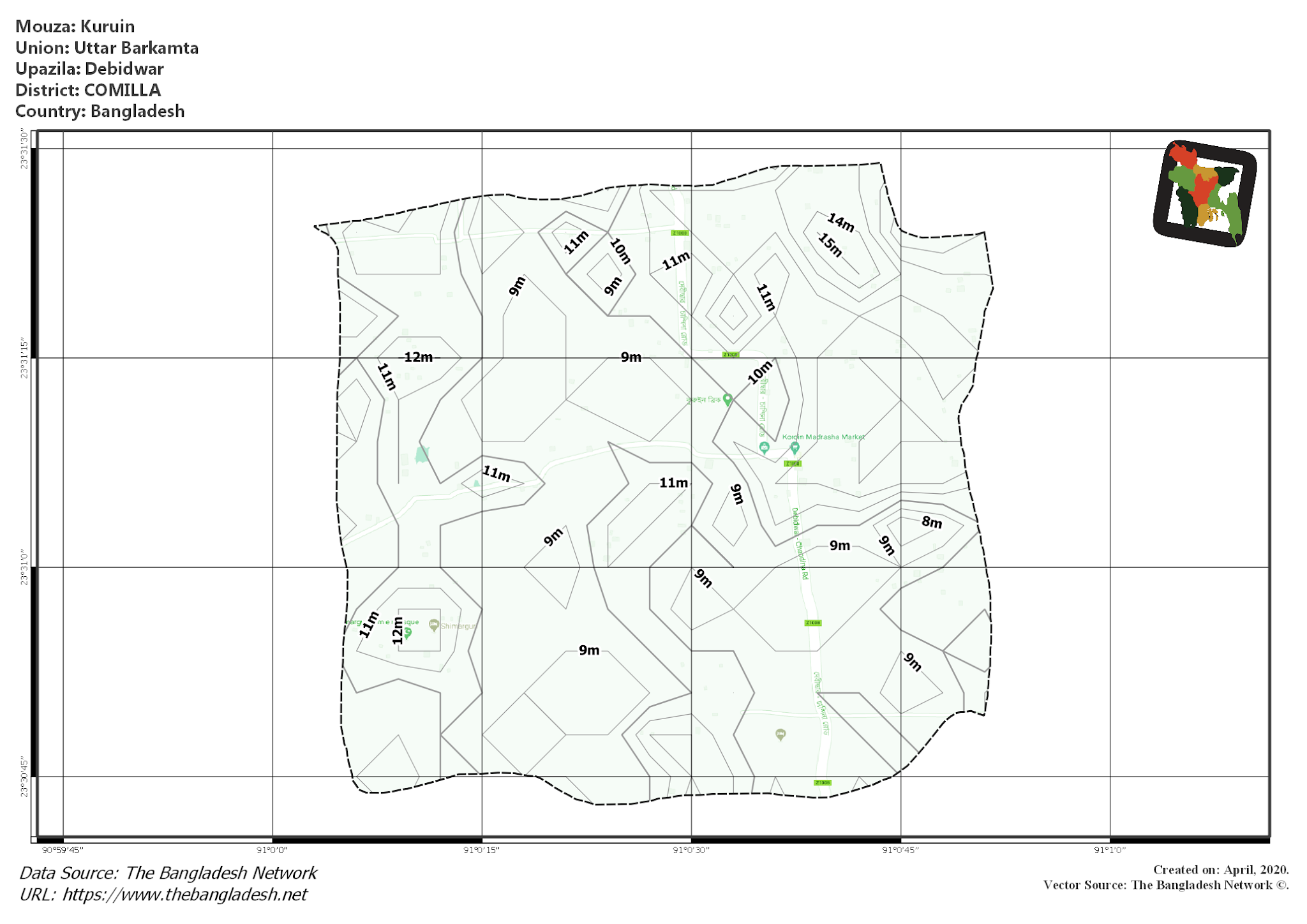 Map of Kuruin Mouza of Debidwar Upazila, COMILLA Map of Kuruin Mouza of Debidwar Upazila, COMILLA, Bangladesh.
