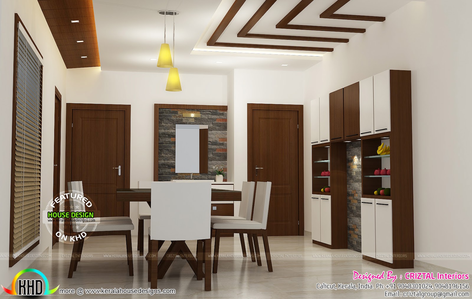 Bedroom Dining Hall And Living Interior Kerala Home
