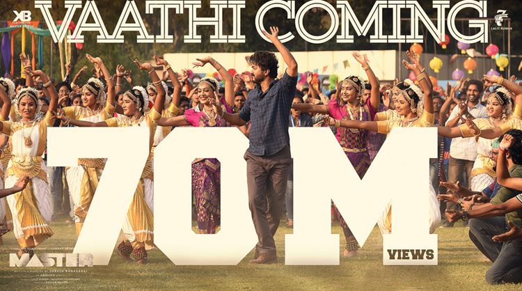 Vijay's 'Master - Vaathi Coming' song crossed over 7 crore views Vijay's 'Master - Vaathi Coming' song crossed over 7 crore views