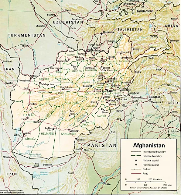 Picture of Afghanistan map in 1993