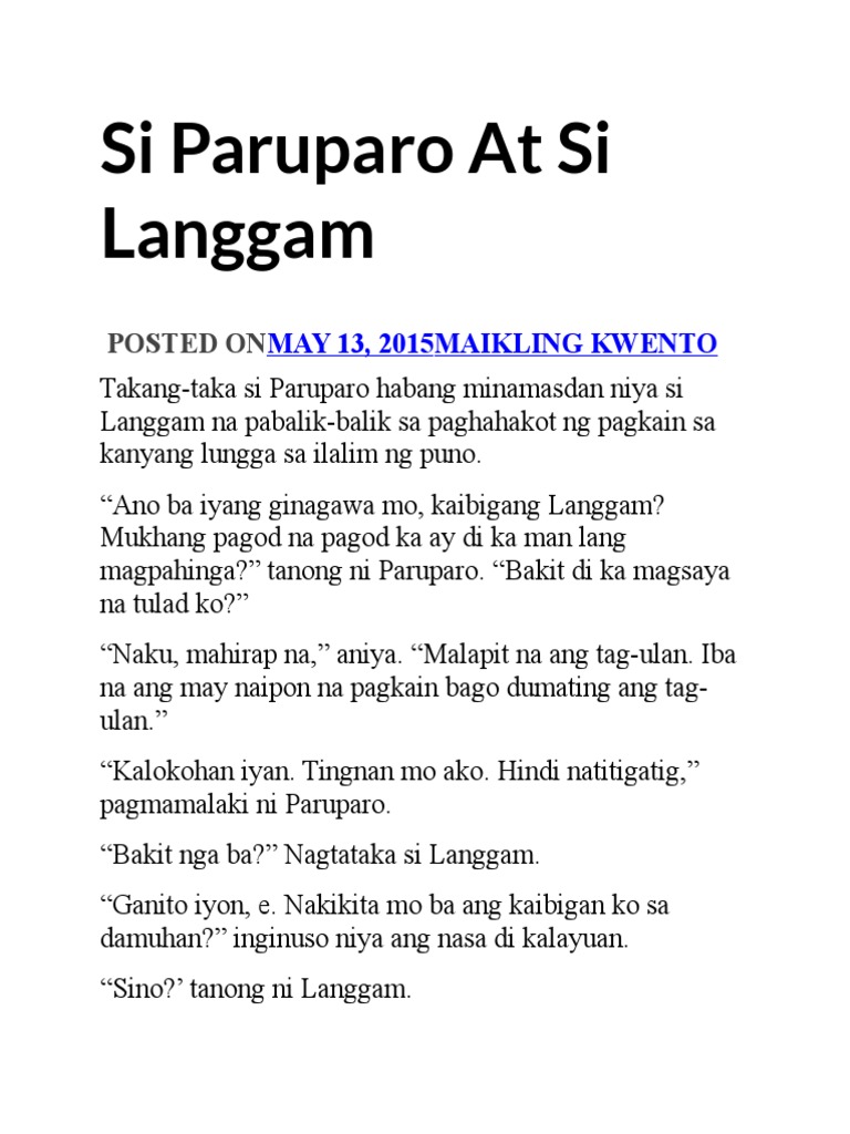 si langgam at si tipaklong - philippin news collections