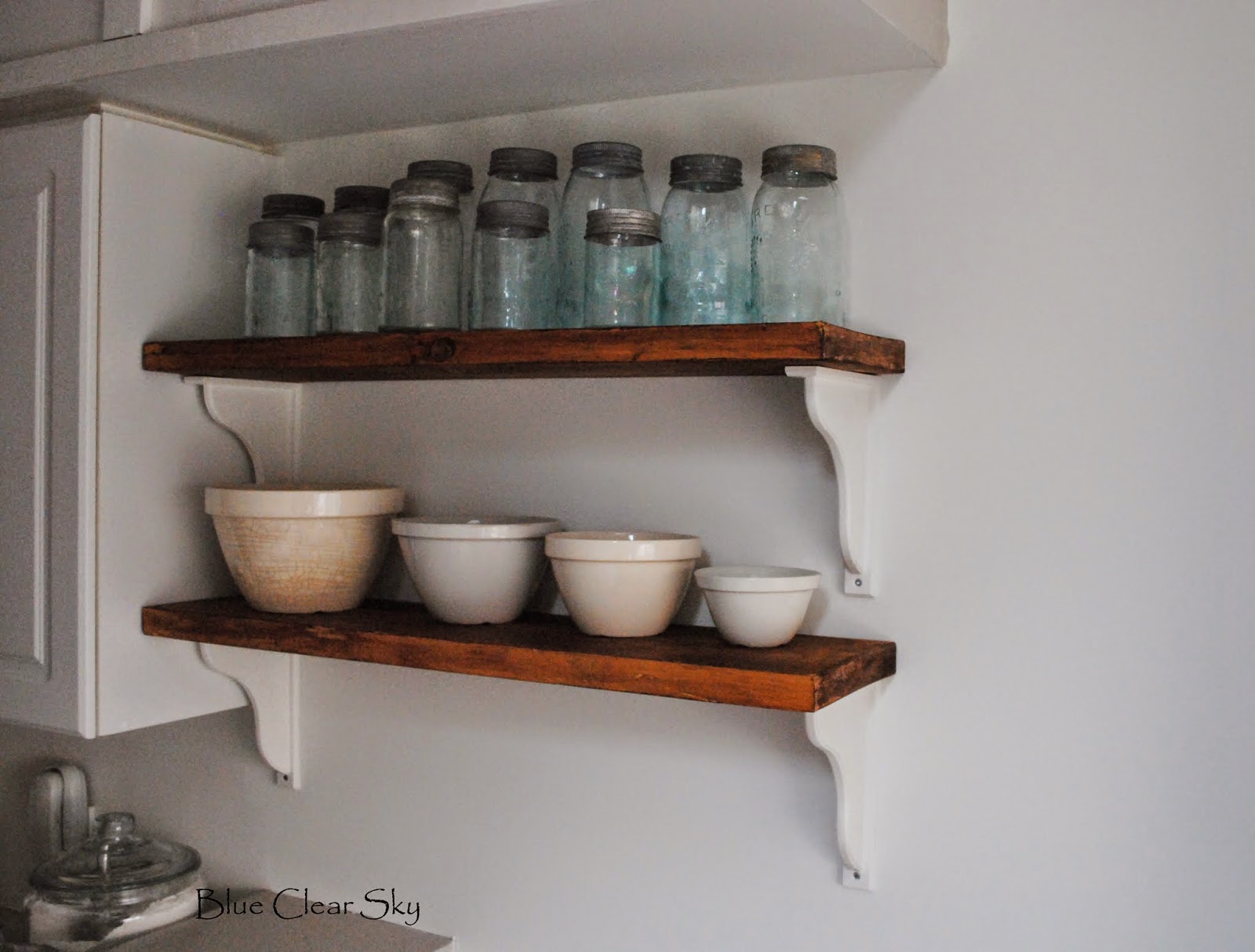 Rustic Maple: New Stained Shelves in Our Kitchen