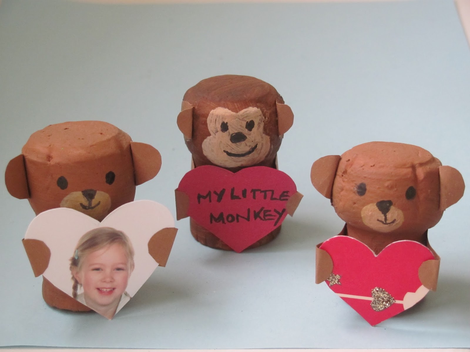 Jumble Tree Ted with a heart cork craft for Mother's Day