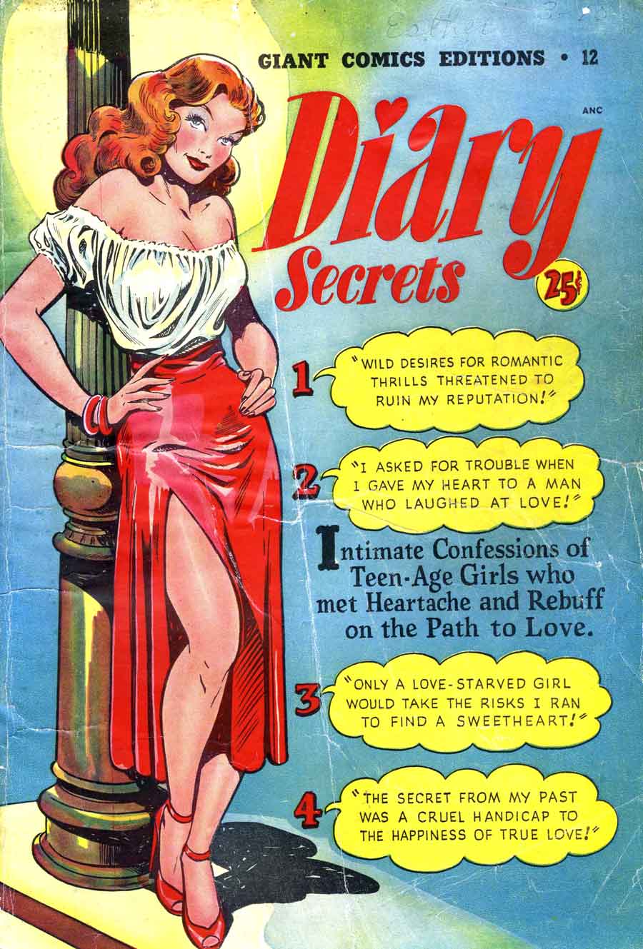 Matt Baker st john romance golden age 1950s prostitute comic book cover art - Diary Secrets / Giant Comics Editions #12